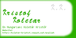 kristof koletar business card