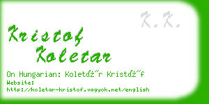 kristof koletar business card